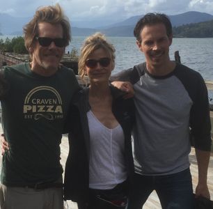 Nelson Leis with Kyra Sedgwick and Kevin Bacon on set for 