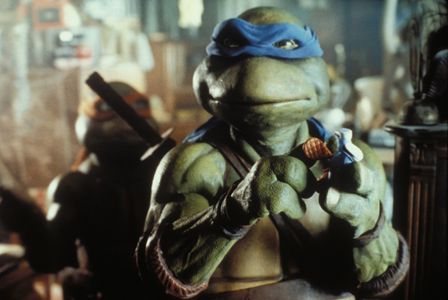 David Forman, Robbie Rist, Michelan Sisti, and Brian Tochi in Teenage Mutant Ninja Turtles (1990)