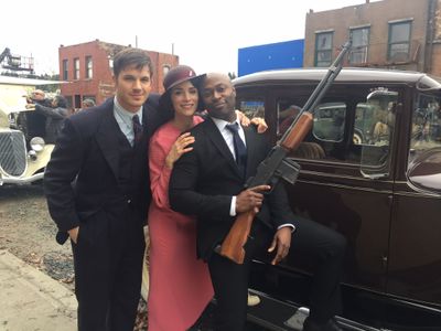 Matt lanter, Abigail Spencer, and Anslem Richardson on the set of Timeless and Last Ride of Bonnie & Clyde (Dec 22, 2016