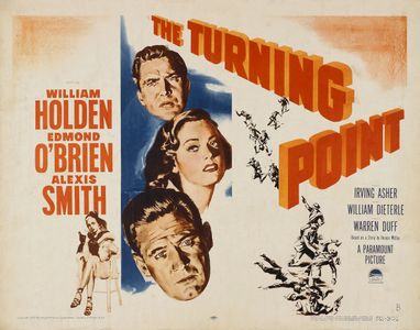 William Holden, Carolyn Jones, Edmond O'Brien, and Alexis Smith in The Turning Point (1952)