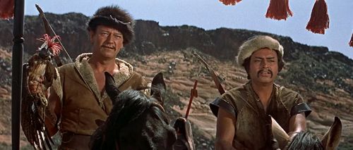 John Wayne and Pedro Armendáriz in The Conqueror (1956)