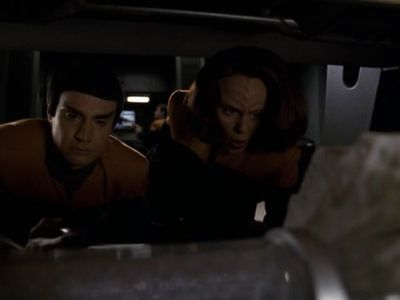Roxann Dawson and Alexander Enberg in Star Trek: Voyager (1995)