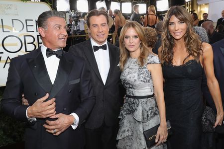 Sylvester Stallone, John Travolta, Kelly Preston, and Jennifer Flavin at an event for The 74th Annual Golden Globe Award