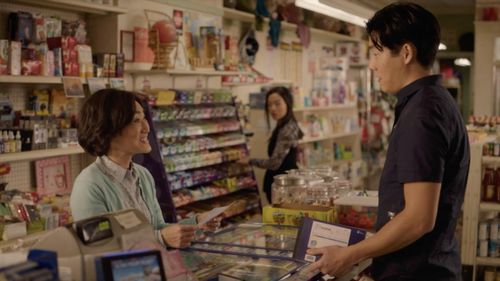 Jean Yoon, Andrea Bang, and Ryan Jinn in Kim's Convenience (2016)