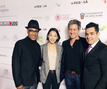 Giancarlo Esposito, Arden Cho, Michael Berry, Omar Chaparro at event for Stuck