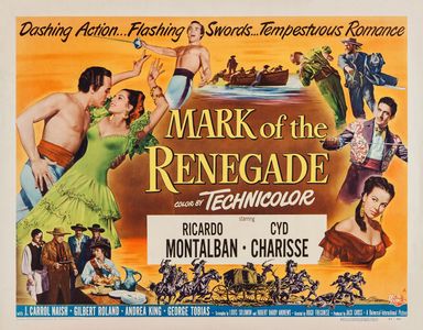 Ricardo Montalban, Cyd Charisse, Andrea King, J. Carrol Naish, and Gilbert Roland in The Mark of the Renegade (1951)