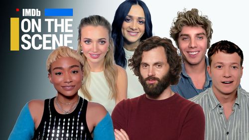 Penn Badgley, Ed Speleers, Amy-Leigh Hickman, Lukas Gage, Tati Gabrielle, and Tilly Keeper in IMDb on the Scene - Interv