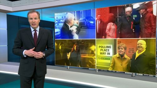 Boris Johnson, Tom Bradby, Jo Swinson, and Nicola Sturgeon in ITV News Election 2019 Live: The Results (2019)