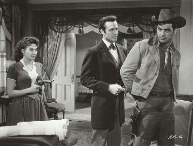 Yvonne De Carlo, Rory Calhoun, and Rex Reason in Raw Edge (1956)