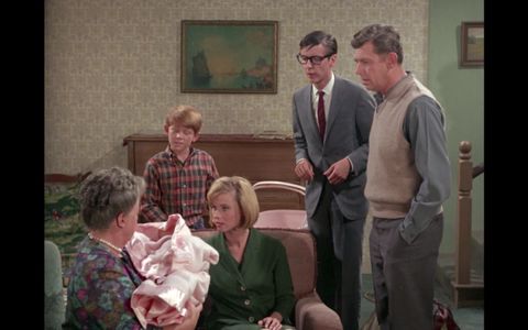 Ron Howard, Frances Bavier, Jim Connell, Andy Griffith, and Candice Howard in The Andy Griffith Show (1960)