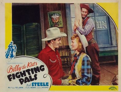 Phyllis Adair, Al St. John, and Bob Steele in Billy the Kid's Fighting Pals (1941)