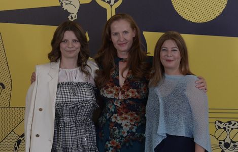 Georgia Bayliff (producer), Anna Gutto (writer/director) and Claudia Bluemhuber (producer), Paradise Highway at Locarno 