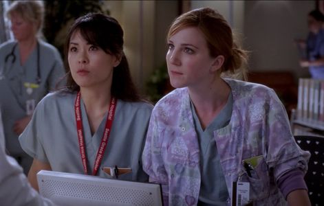 Still of Sarah Utterback and Crystal Kwon in Grey's Anatomy episode Haunt You Every Day