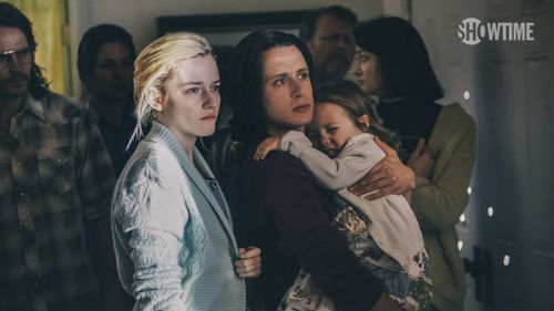 Rory Culkin, Taylor Kitsch, Julia Garner, and Vivien Lyra Blair in Waco (2018)