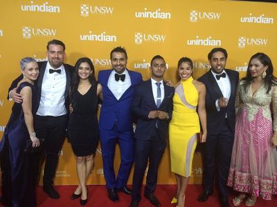 Adam Dunn, Nicholas Brown, Arka Das, Sarah Roberts and Sharon Johal at UnIndian event in Sydney (2015)