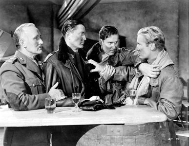 Errol Flynn, Donald Crisp, Carl Esmond, and Peter Willes in The Dawn Patrol (1938)