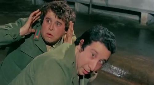 Lucio Montanaro and Alvaro Vitali in The Soldier with Great Maneuvers (1978)