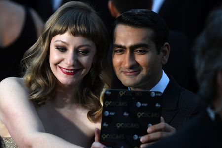 Kumail Nanjiani and Emily V. Gordon at an event for The Oscars (2018)