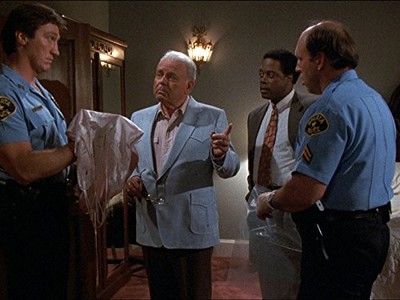 Carroll O'Connor, Alan Autry, David Hart, and Howard E. Rollins Jr. in In the Heat of the Night (1988)