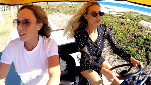 Dorit Kemsley and Teddi Mellencamp Arroyave in The Real Housewives of Beverly Hills: Santa Denise (2020)
