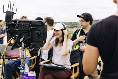 Alexis Jacknow on the set of 'Clock'