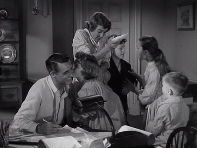 Cary Grant, Malcolm Cassell, Betsy Drake, Gay Gordon, Iris Mann, and George Winslow in Room for One More (1952)