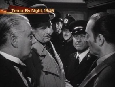 Basil Rathbone, Nigel Bruce, Leyland Hodgson, and Dennis Hoey in Terror by Night (1946)