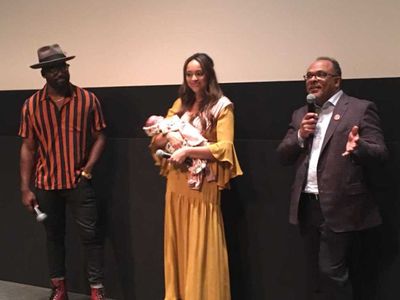 Shamier Anderson, Amber Stevens with her baby Ava and Alfons Adetuyi