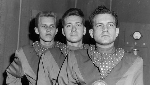 Al Markim, Jan Merlin, and Frankie Thomas in Tom Corbett, Space Cadet (1950)