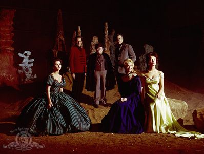 Peter Lorre, Vincent Price, Basil Rathbone, Leona Gage, Debra Paget, and Maggie Pierce in Tales of Terror (1962)