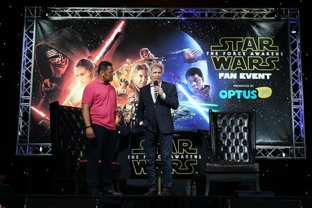 Harrison Ford and Jay Laga'aia at an event for Star Wars: Episode VII - The Force Awakens (2015)