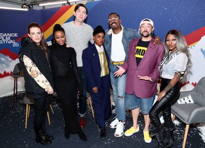 Kevin Smith, Colman Domingo, Nicholas Braun, A'Ziah King, Janicza Bravo, Riley Keough, and Taylour Paige at an event for