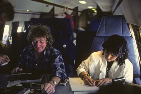 Myself and Karin Mani (now my wife) working on Phil Collins' plane on the 