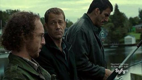 Sinister Man (Kyle Mitchell), William (Colin Ferguson) and Heavy (Robert Maillet) do a little evil, seaside fishing. Hav