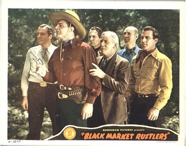 Steve Clark, Ray Corrigan, Dennis Moore, Stanley Price, Wally West, and Hank Worden in Black Market Rustlers (1943)