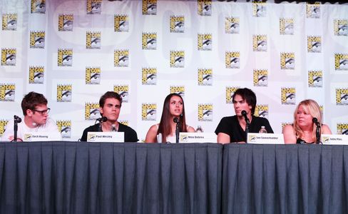 Julie Plec, Ian Somerhalder, Paul Wesley, Zach Roerig, and Nina Dobrev at an event for The Vampire Diaries (2009)