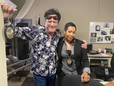 2019 Syreeta Spears and Michael Madsen on set.