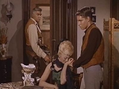Lorne Greene, Jan Sterling, and David Macklin in Bonanza (1959)