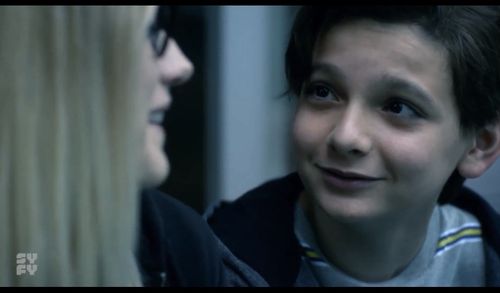 Still of Luca Padovan as Young Quentin and Olivia Taylor Dudley(Magicians)