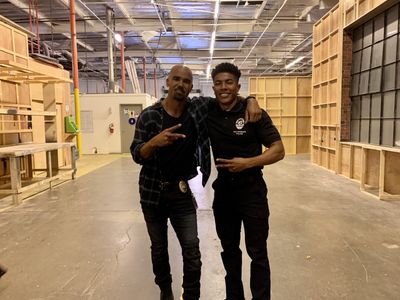 Xavier Avila and Shemar Moore on set of S.W.A.T