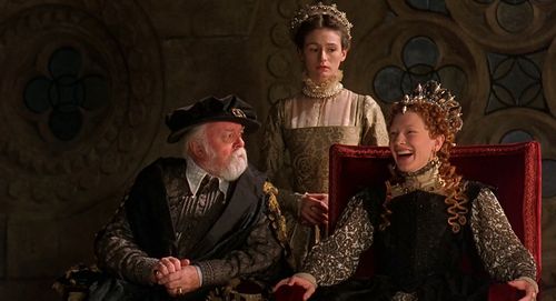Richard Attenborough, Cate Blanchett, and Emily Mortimer in Elizabeth (1998)