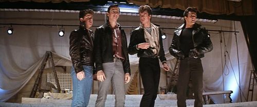 Christopher McDonald, Peter Frechette, Leif Green, and Adrian Zmed in Grease 2 (1982)