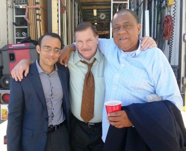 Daniel Knight (center) on the set of AMC's Better Call Saul with Omid Abtahi (left) and Barry Shabaka Henley (right)
