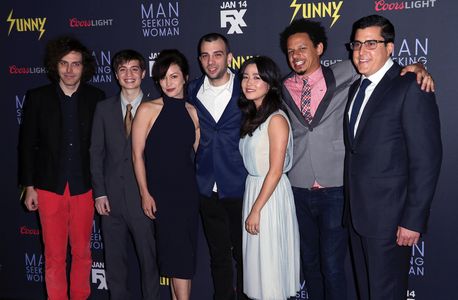Jay Baruchel, Jonathan Krisel, Andrew Singer, Eric André, Simon Rich, Britt Lower, and Maya Erskine at an event for Man 