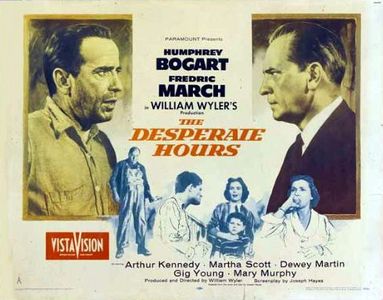 Humphrey Bogart, Richard Eyer, Fredric March, Dewey Martin, Robert Middleton, Mary Murphy, and Martha Scott in The Despe