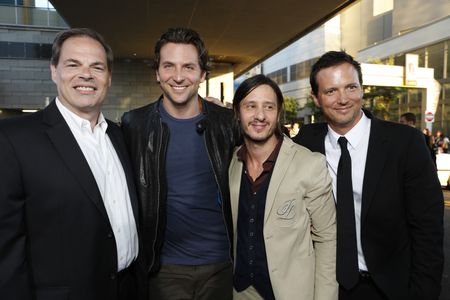 LOS ANGELES, CA - AUGUST 14: (L-R) Open Road Films' Tom Ortenberg, Bradley Cooper, Producer Andrew Panay, Director David