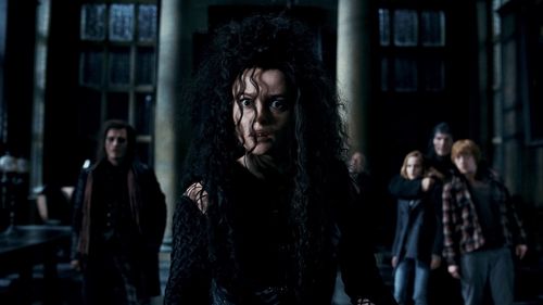 Helena Bonham Carter, Jason Isaacs, Rupert Grint, Dave Legeno, Nick Moran, Emma Watson, and Rod Hunt in Harry Potter and