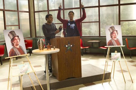 Dino Stamatopoulos, Danny Pudi, and Donald Glover in Community (2009)