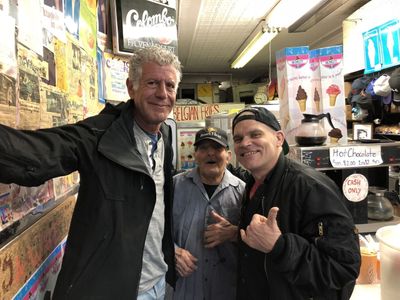 Bourdain, Harley and Ray at Ray's Candy Store, Lower East Side - 2018