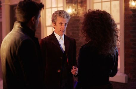 Alex Kingston, Peter Capaldi, and Phillip Rhys Chaudhary in Doctor Who (2005)